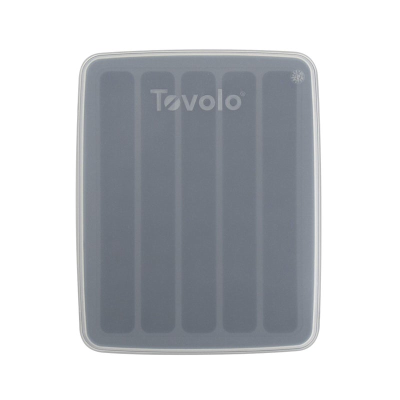 Tovolo Water Bottle Ice Mold Tray Charcoal  Silicone Creates 5 Frozen Sticks for Sports Soda  Bottled BeveragesReusable Maker with Lid for Stacking