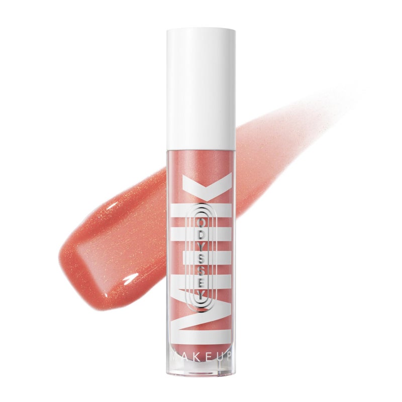 Milk Makeup Odyssey Lip Gloss â€“ Non-Sticky, Hydrating + Sheer-Tinted Gloss with Long-Lasting, High Shine Finish â€“ Vegan Formula Nourishes with Jojoba Oil â€“ Explore (Coral Shimmer), 0.2oz - Image 1