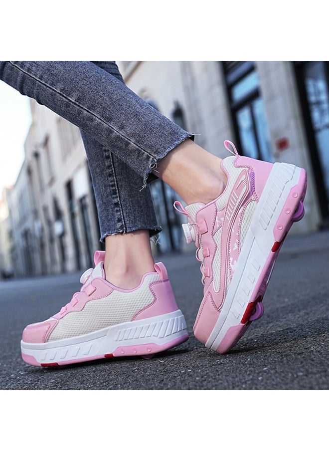 NIBEMINENT Kids Roller Skates Shoes 4 Wheels Roller Shoes Boys Girls Wheel Shoes Roller Sneakers Shoes for Beginner More Balanced  - Image 2