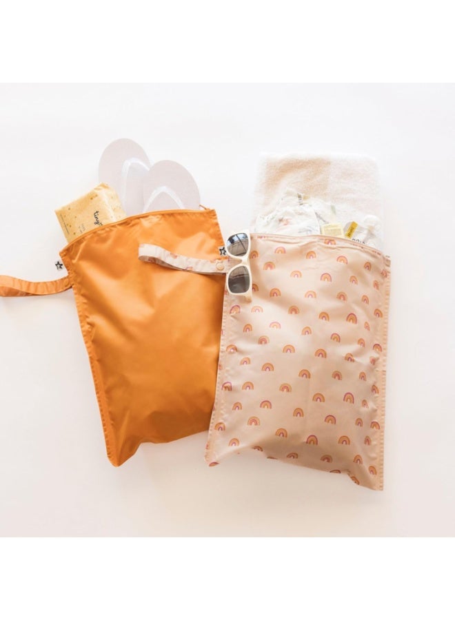 Tiny Twinkle Mess Proof Wet Bags | 2-Pack Reusable Waterproof Wet Bags for Swimsuits | Baby Clothes | Travel & Diaper Bag (Boho Rainbow) - Image 1