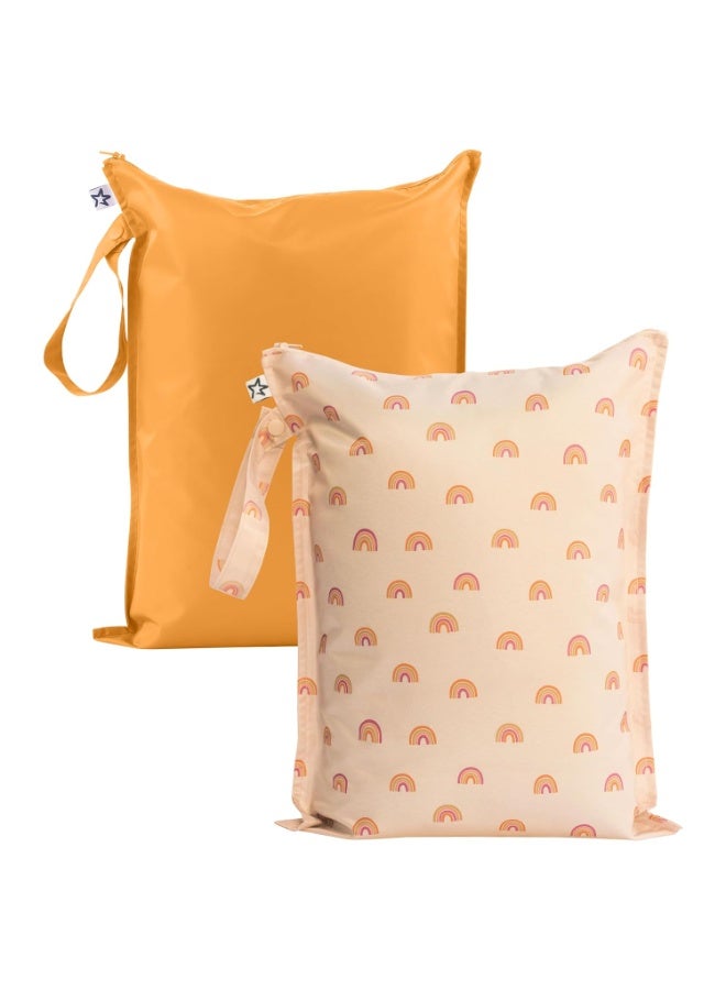 Tiny Twinkle Mess Proof Wet Bags | 2-Pack Reusable Waterproof Wet Bags for Swimsuits | Baby Clothes | Travel & Diaper Bag (Boho Rainbow) - Image 4