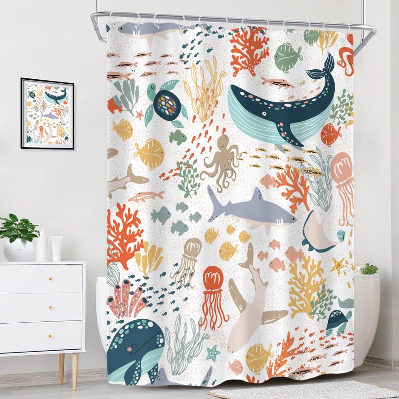 ريديكور Riyidecor stall Kids Sea Sean Square Surtain for Bathroom Decor - Image 3