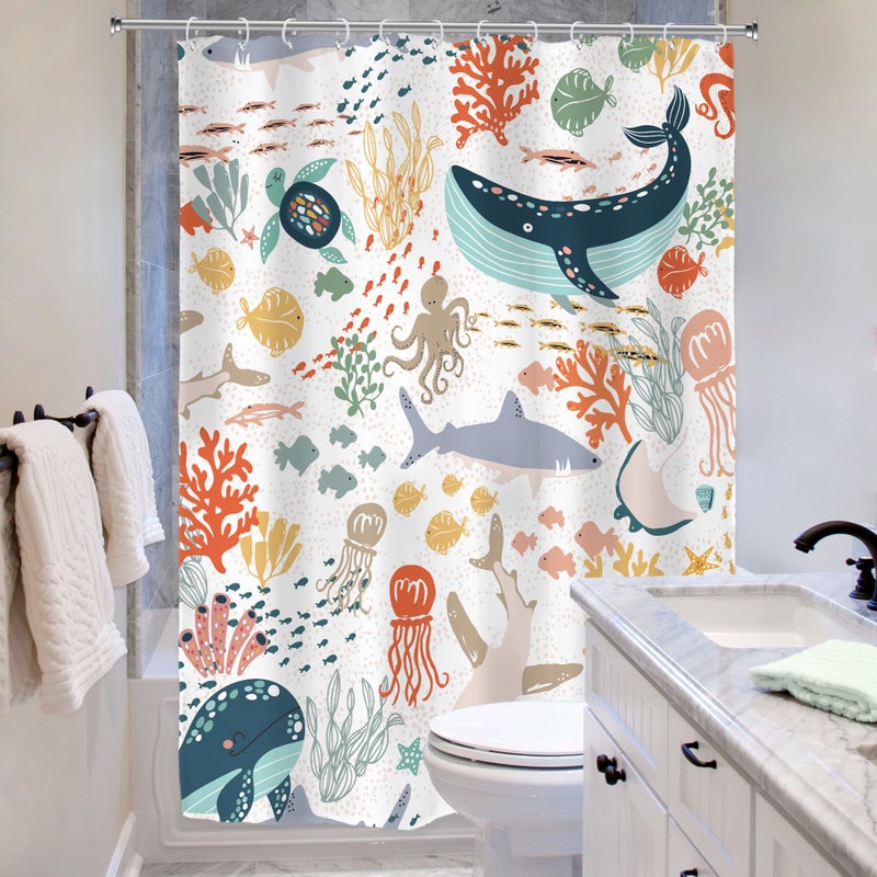 ريديكور Riyidecor stall Kids Sea Sean Square Surtain for Bathroom Decor - Image 4