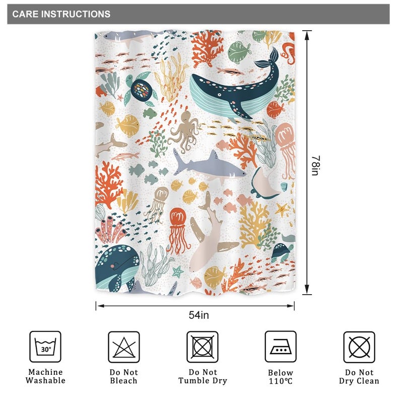 ريديكور Riyidecor stall Kids Sea Sean Square Surtain for Bathroom Decor - Image 5