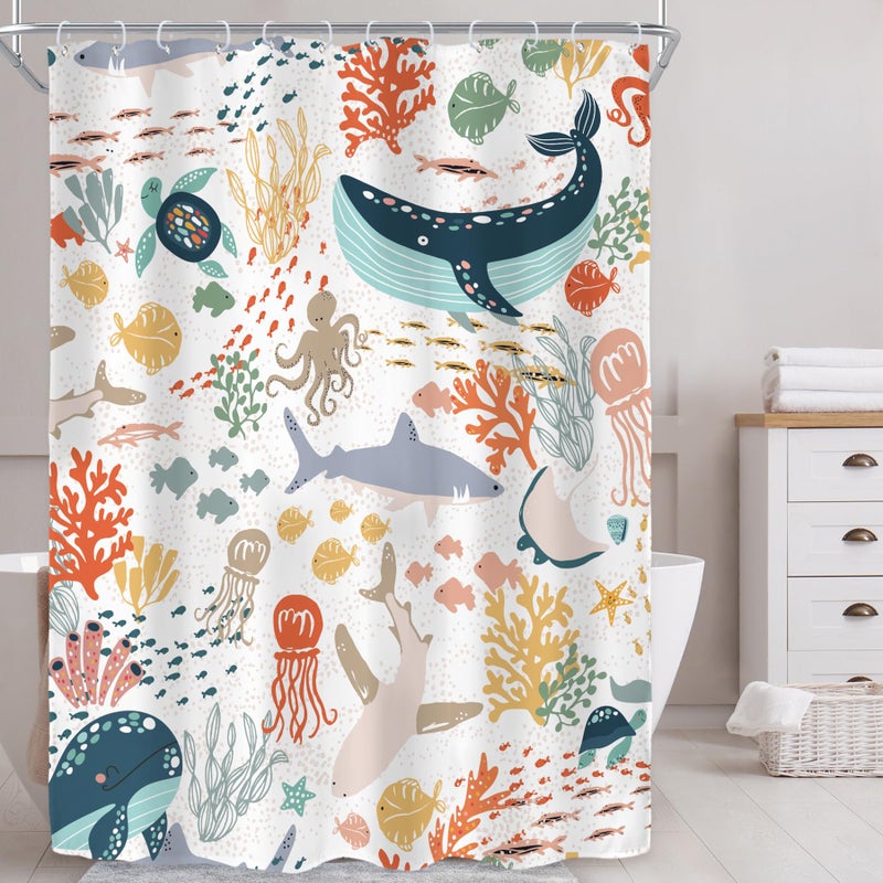 ريديكور Riyidecor stall Kids Sea Sean Square Surtain for Bathroom Decor - Image 2