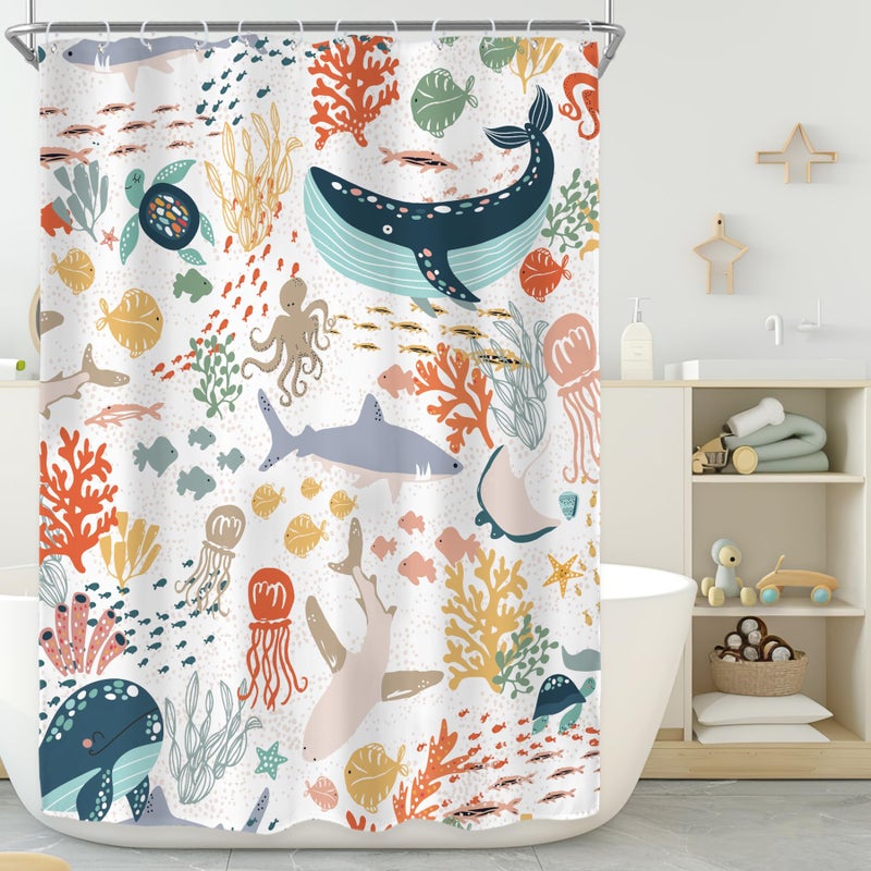 ريديكور Riyidecor stall Kids Sea Sean Square Surtain for Bathroom Decor - Image 1