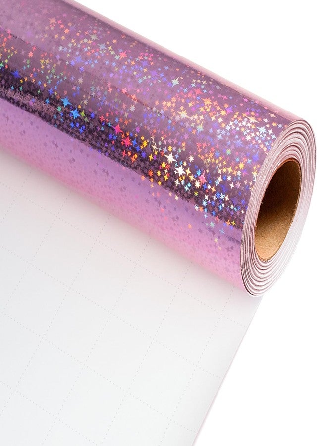 Flyhill Pink Holographic Wrapping Paper Roll Girls, Metallic Holographic Shiny Galaxy Star Gift Wrap Space Design for Girls Birthday, Valentine's Day, Mother‘s Day, Wedding, Party - Mini Roll 17inch*32.8ft - Image 2