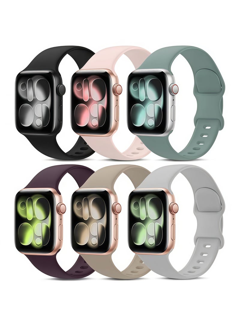 keloray 6 Pack Silicone Sport Watch Bands for Apple Watch, Compatible with Apple Watch Series 11/10/8/7/6/5 All Models, Fits 38/40/41/42(10s) Sizes, Waterproof Soft Replacement Watch Straps - Image 1