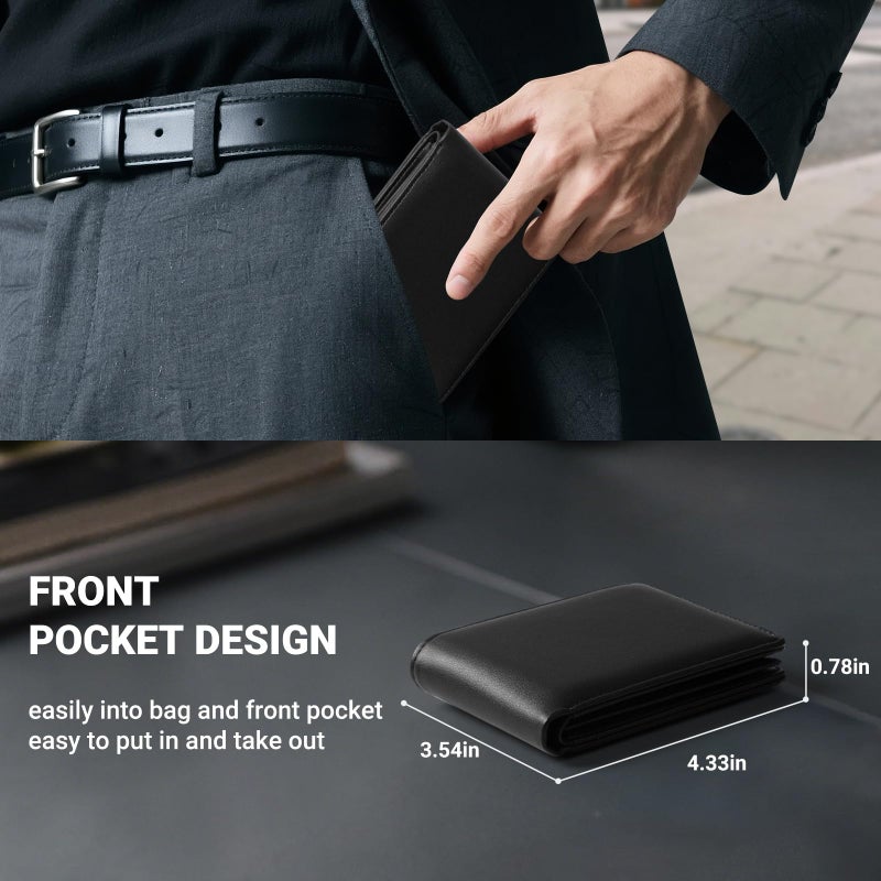 GNDR Wallet For Men RFID Blocking Black Wallets Bifold Faux Leather Card Holder Front Pocket Mens Accessories With Gift Box - Image 3