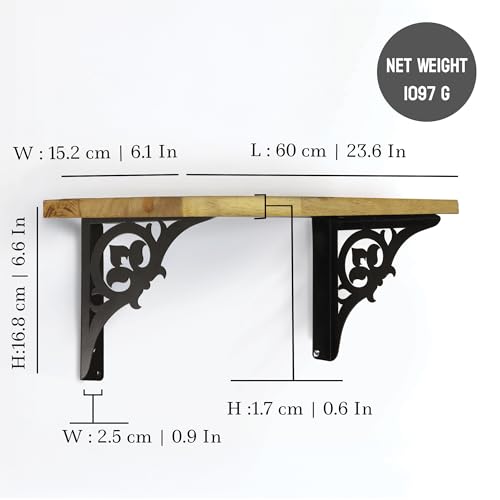 Spillbox Wooden Pooja Home Temple|White Metal Shelf |Wall Mountable|Easy Screw Assembly|Home Temple for Puja Room |Pooja Stand | Mandir-SINGLE FLORAL (Black small) - Image 3