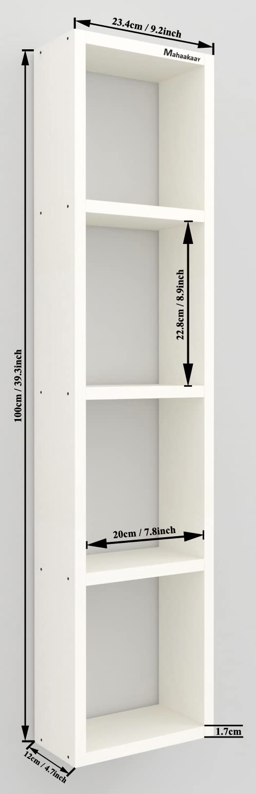 Mahaakaay Sumwud Royal Free Standing Wall Mounted with Fastners Bookcase Book Shelf Display Rack White (Engineered Wood) - Image 2