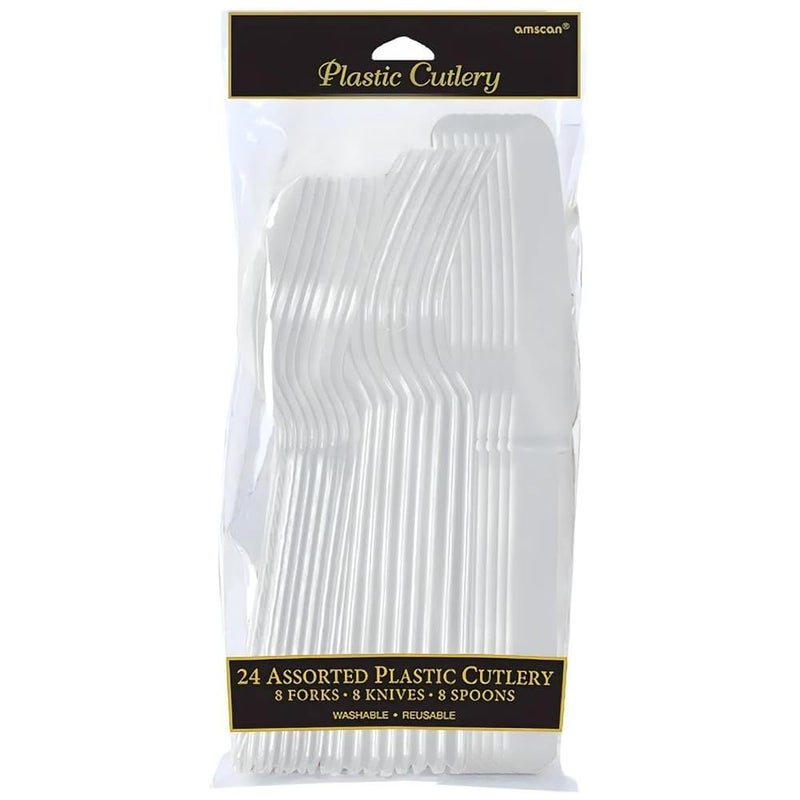 Amscan Assorted Silver Plastic Cutlery (Pack of 24) - Elegant  Durable & Disposable Party Supplies for Every Occasion - Image 3