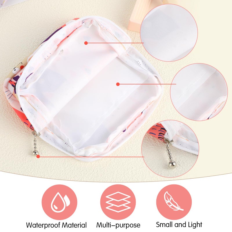 YUXIANLB Sanitary Napkin Storage Bag, Portable Period Bags for Teen Girls, Tampon Disposal Bags Teen Pads Feminine Product Organizer, First Period Kit Pouch for Girls (Cat) - Image 3
