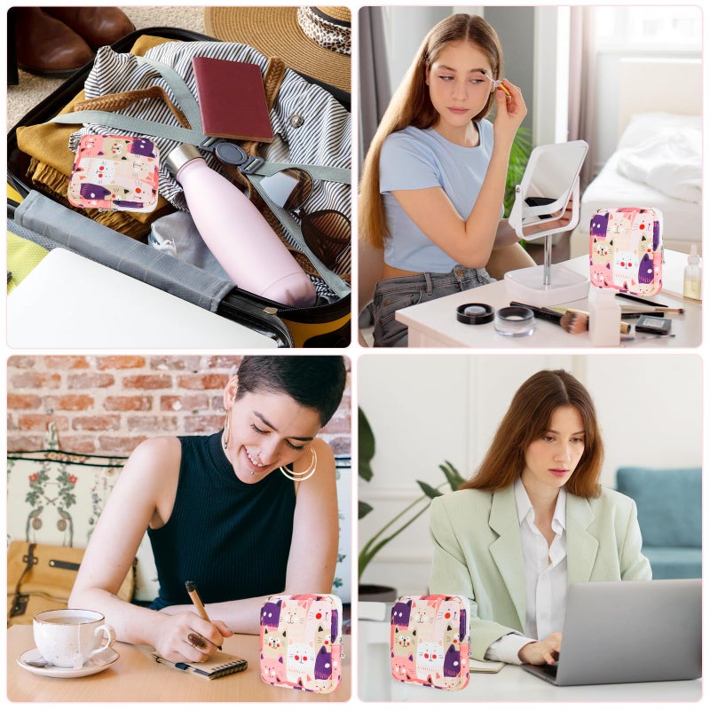 YUXIANLB Sanitary Napkin Storage Bag, Portable Period Bags for Teen Girls, Tampon Disposal Bags Teen Pads Feminine Product Organizer, First Period Kit Pouch for Girls (Cat) - Image 5