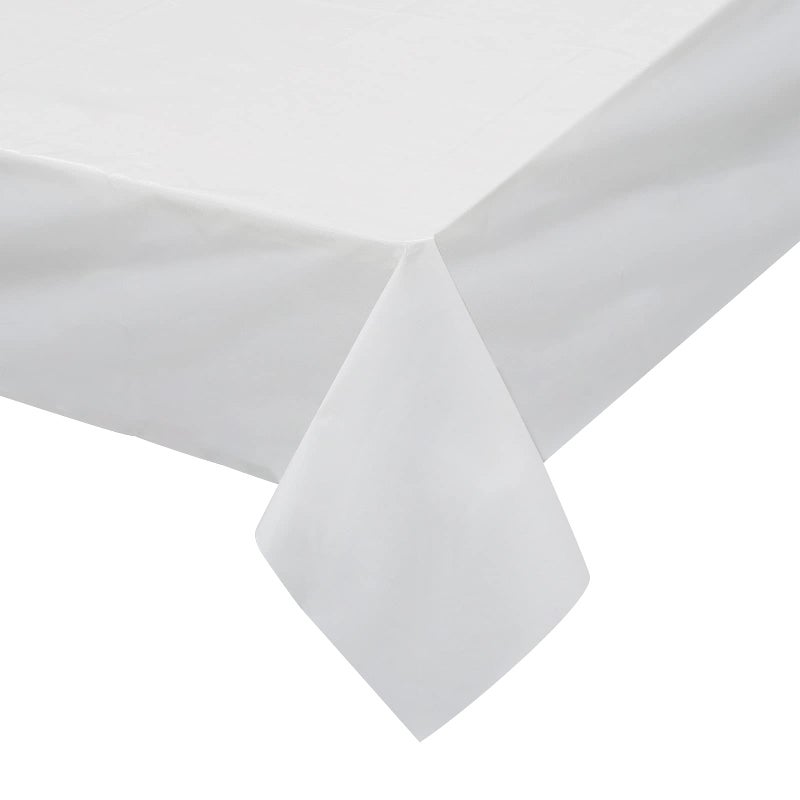 Plastic Table Cloth for Parties Disposable Tablecloth 54 x 108 Pack of 6 White Rectangle
