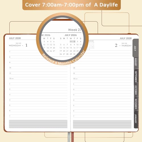 Lemome 2026-2027 Diary - Daily Planner 2026-2027, July 2026 - June 2027 Appointment Book, 5.75" x 8.5", Hourly Planner with Tabs/Pen Loop/Bookmarks - Image 4
