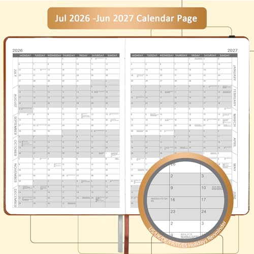 Lemome 2026-2027 Diary - Daily Planner 2026-2027, July 2026 - June 2027 Appointment Book, 5.75" x 8.5", Hourly Planner with Tabs/Pen Loop/Bookmarks - Image 3