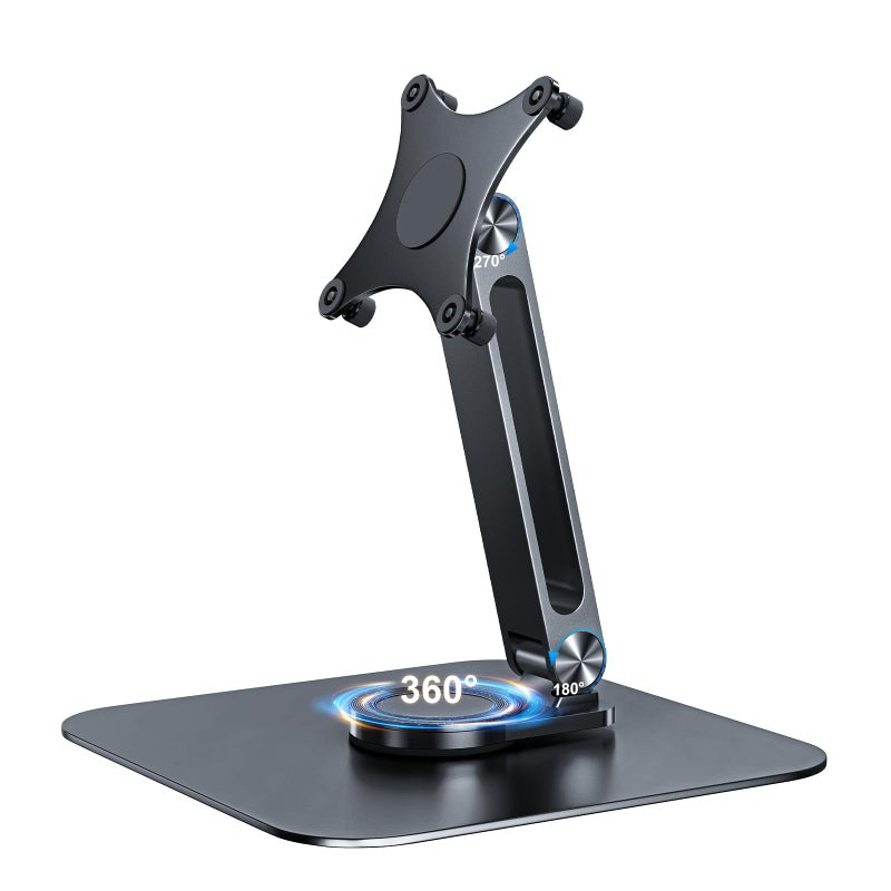 JUNEBOX Portable Monitor Stand VESA 75x75mm Holes M4 Anti-Loss Screws, Aluminum Alloy Base, Fits 7"- 18", 15.6" 16" 17" 17.3" 18" Inch Small Monitors Lay Flat, Black Desk Mount (Not Fits100x100mm) - Image 1