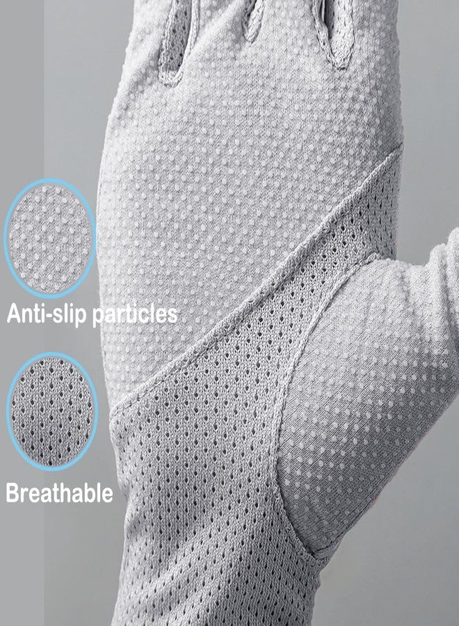 إيوهاك قفازات قيادة نسائية من إيوهاك، حماية من أشعة الشمس فوق البنفسجية، قفازات صيفية خارجية للمشي لمسافات طويلة، عامل حماية من الشمس 50+، قفازات نصف أصبع تعمل باللمس (رمادي، مقاس واحد) - Image 5