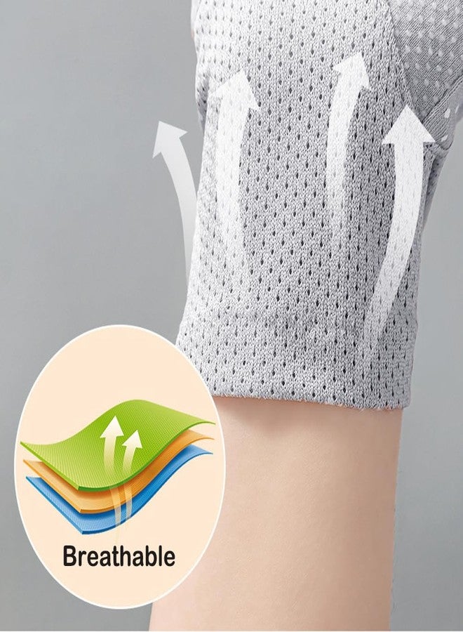 إيوهاك قفازات قيادة نسائية من إيوهاك، حماية من أشعة الشمس فوق البنفسجية، قفازات صيفية خارجية للمشي لمسافات طويلة، عامل حماية من الشمس 50+، قفازات نصف أصبع تعمل باللمس (رمادي، مقاس واحد) - Image 3