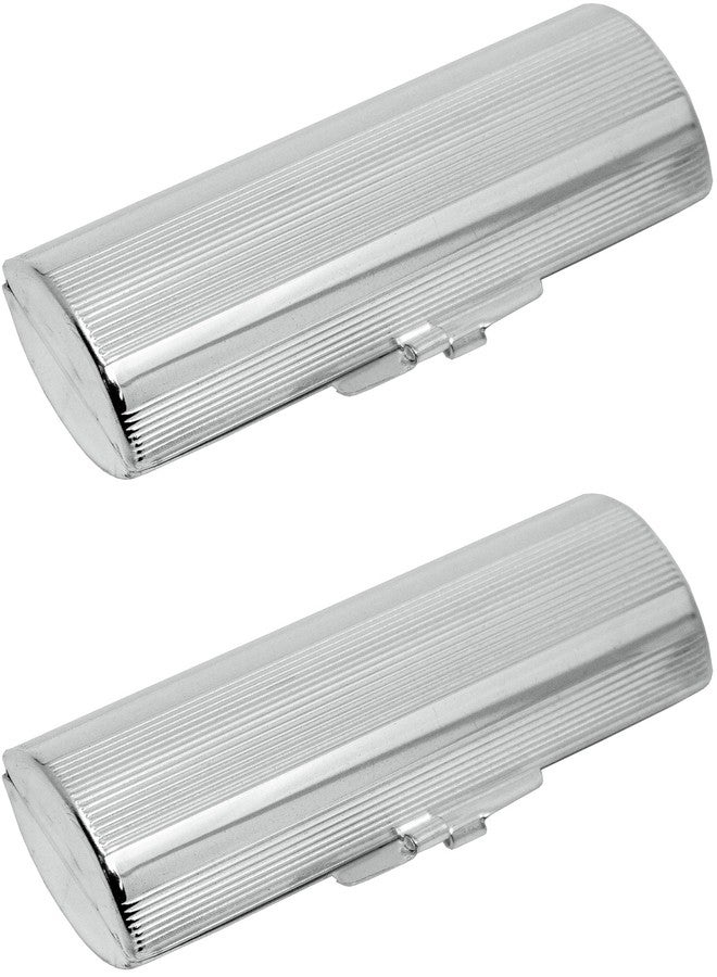 Stephanie Imports Set of 2 Capsule Shaped Lipstick Cases (Silver Ridges) - Image 1