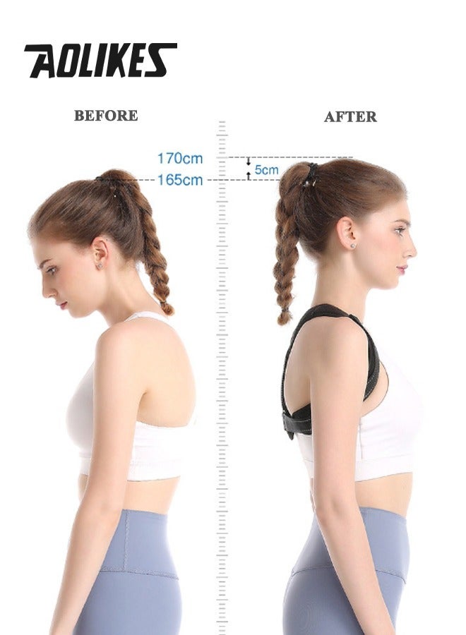 AOLIKES Reflective & Ergonomic Posture Corrector Belt for Men and Women, Breathable Back Brace Posture Corrector,  Invisible Back Support Brace for Spine Alignment, Improve Posture, Correct Hunchback, Ideal for Sports, Office, Daily Use (Black) - Image 4
