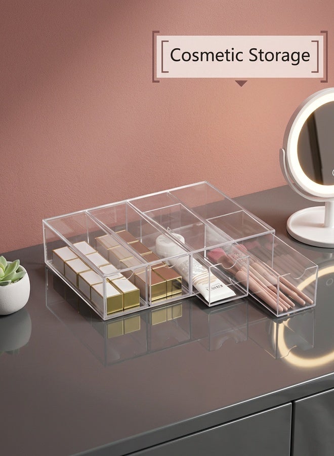 Beauenty Sunglasses Case Storage Box with 4 Clear Divided Drawers,Stackable Sunglasses Organizer,Acrylic Makeup Display Organizer for Sunglasses/Eye Glass/Jewelry/Cosmetic/Watch/Eyeshadow - Image 3