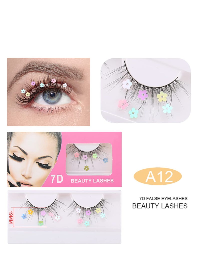 Excefore False Eyelashes Heart Sequins 3D Reusable Extension 7D Fluffy Wispy Lashes Enlarge Eyes for Daily Makeup Party Wedding Ceremony Birthday Cosplay 3 Pairs - Image 3