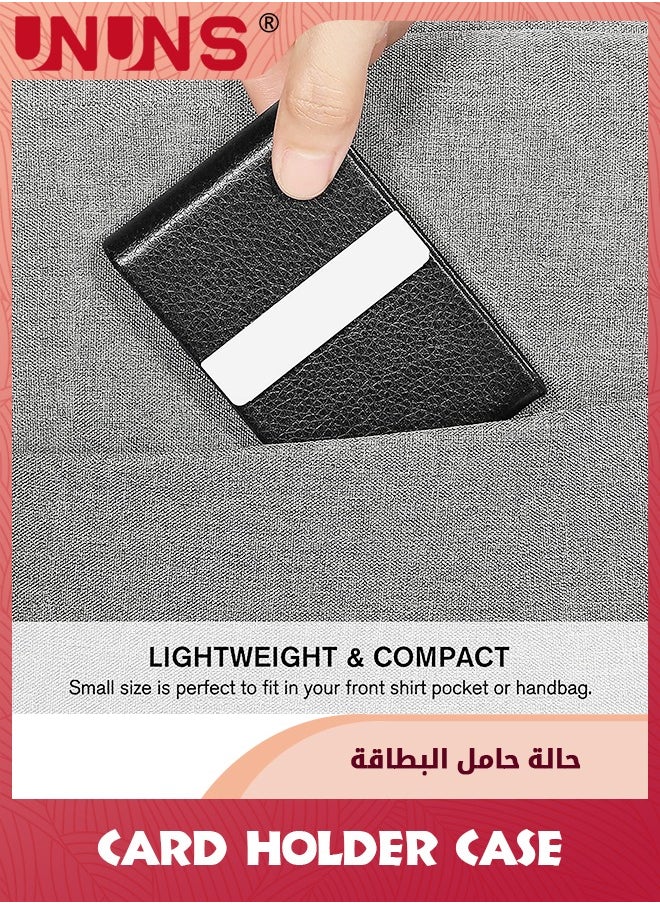 UNUNS - Business Card Holder Case,PU Leather ID Card Holder With Magnetic Clasp,Fashion Professional Metal Pocket Card Organizer,Magnetic Suction Business Card Wallet,Best Gift For Men Women,Black - Image 1
