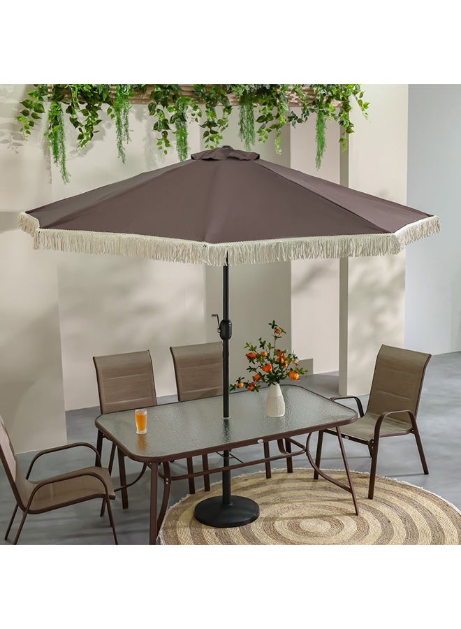 DANUBE HOME Oasis Umbrella With Tassel Without Base 2.7m Adjustable Patio Parasol | Modern Design Outdoor Sun Shade Waterproof Canopy With UV Protection For Balcony Beach Pool 270x270 Cm - Coffee  - Image 3
