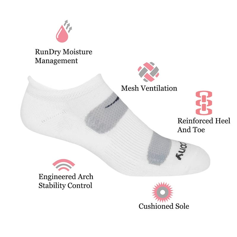 Saucony Mens RunDry Mesh Ventilating Comfort Fit Performance Tab Socks Available in MXL 6 12 Pairs White 6 Pairs Large - Image 2