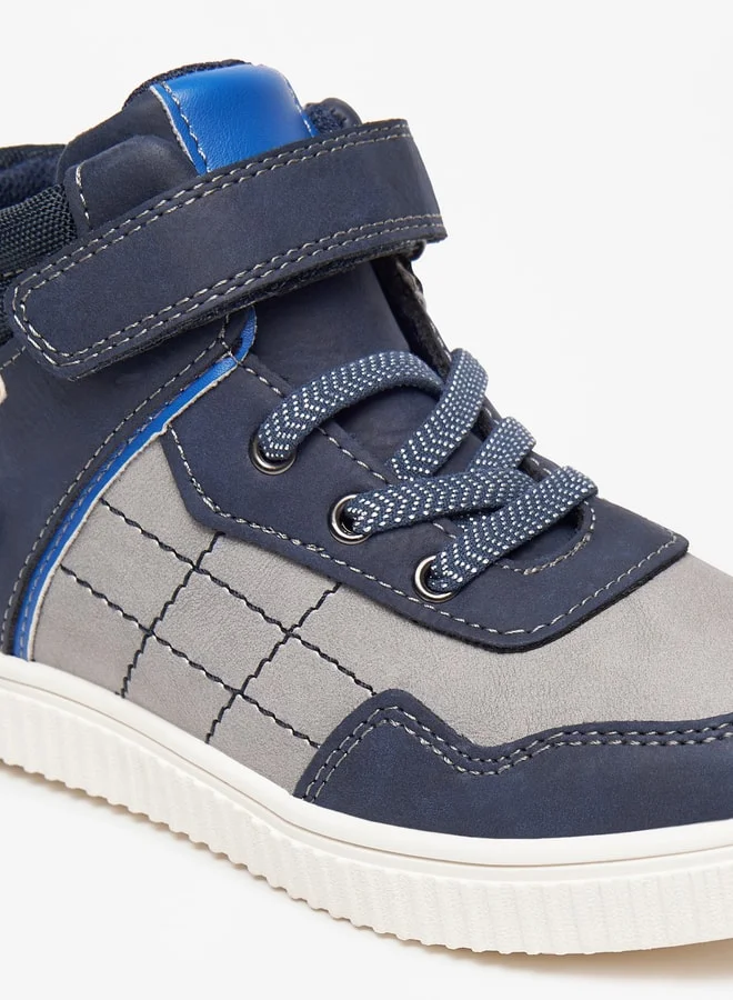 LBL by Shoexpress Boys'S Stitch Detail High Top Casual Sneakers With Hook And Loop Closure
