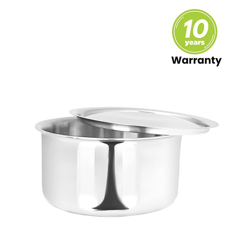 Allo Stainless Steel Triply Tope with Lid/Patila/Bhagona for Grains/Soups/Canning/Desserts/Broth Boiling Tope Induction Gas Base Multi-Purpose Steel | 10 Years Warranty 24cm, 5.2 litres Silver - Image 2
