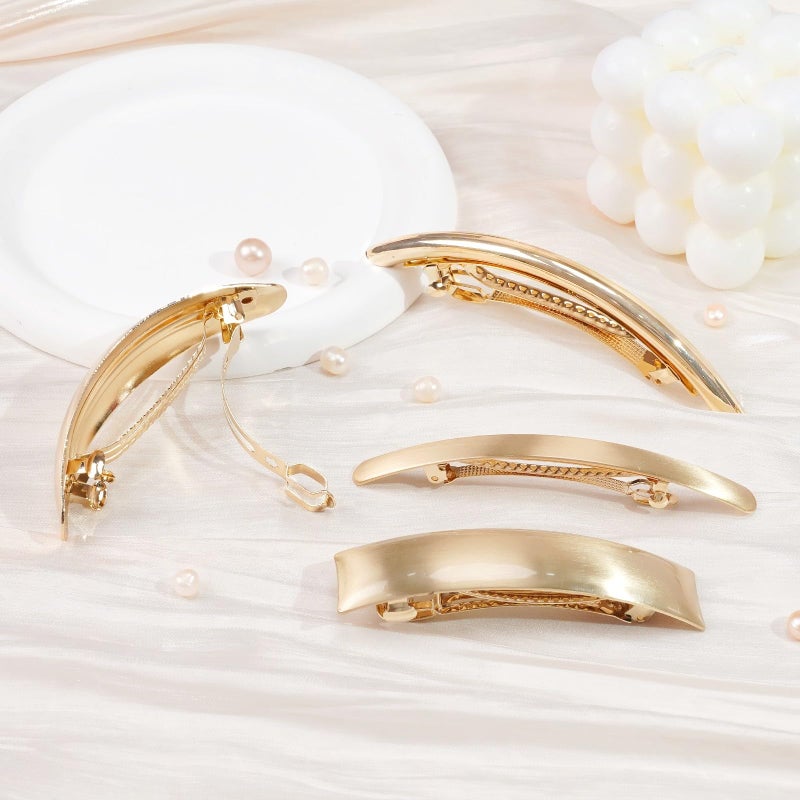 Ayesha 6pcs Women Gold Hair Clips Metal Flat Hair Clips Tortoise Retro Gold Hair Barrettes French Clip Barrettes for Women Lady - Image 3