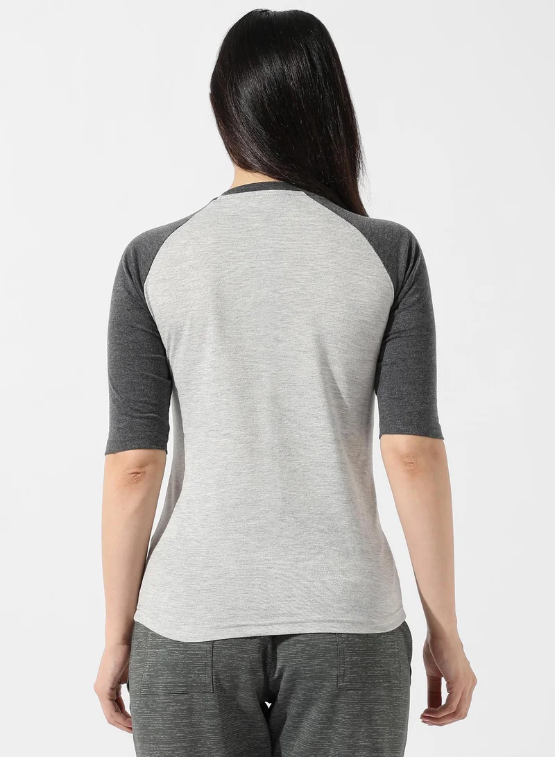 Pinacolada  Women's Grey Raglan Sleeve Top for Women | Best Price UAE