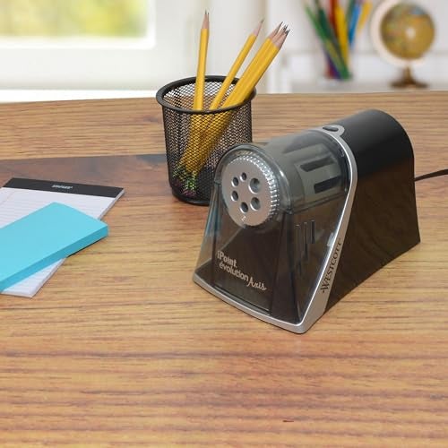 Westcott Electric iPoint Evolution Axis Heavy Duty Classroom Pencil Sharpener, Black and Silver - Image 4