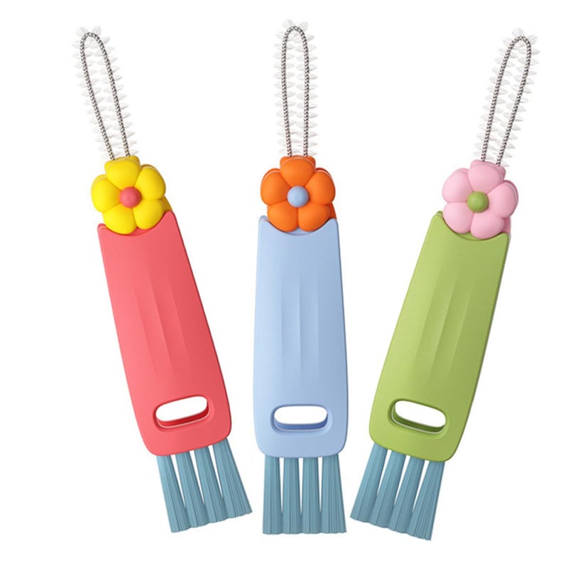 Multifunctional 3Pcs Bottle Straw Lid Cleaning Brushes Set With Hanging Groove - Image 2
