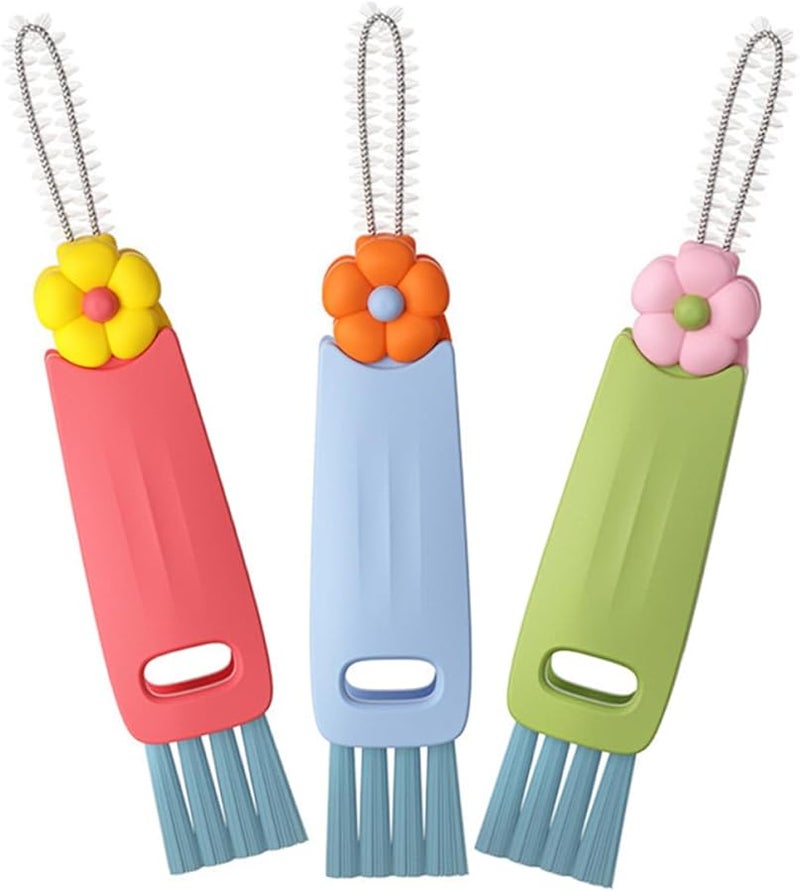 Multifunctional 3Pcs Bottle Straw Lid Cleaning Brushes Set With Hanging Groove - Image 1