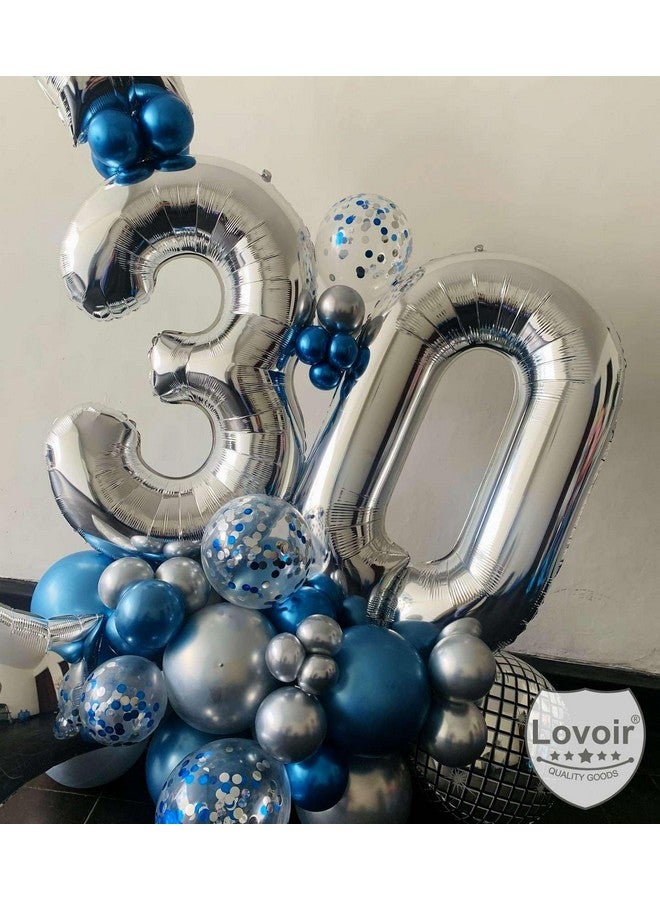 Lovoir بالون رقم فضي 40 بوصة 30 حجم كبير بالون ميرايل فويل هيليوم فضي لحفلة عيد الميلاد الثلاثين زينة احتفالات التخرج والذكرى السنوية لوازم جودة ممتازة - Image 5