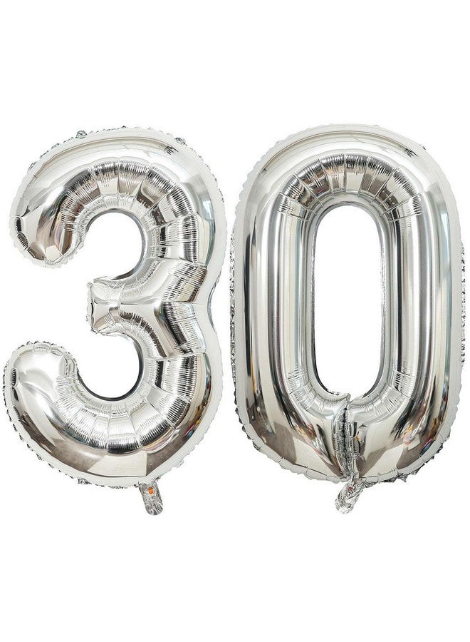 Lovoir بالون رقم فضي 40 بوصة 30 حجم كبير بالون ميرايل فويل هيليوم فضي لحفلة عيد الميلاد الثلاثين زينة احتفالات التخرج والذكرى السنوية لوازم جودة ممتازة - Image 2