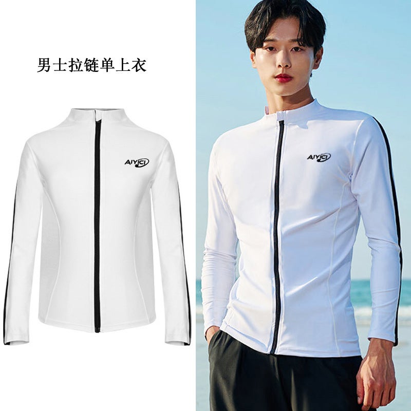 New Long-Sleeved Swimsuit For Women And Men Slim Conservative Seaside Holiday Spa Single Top - Image 4