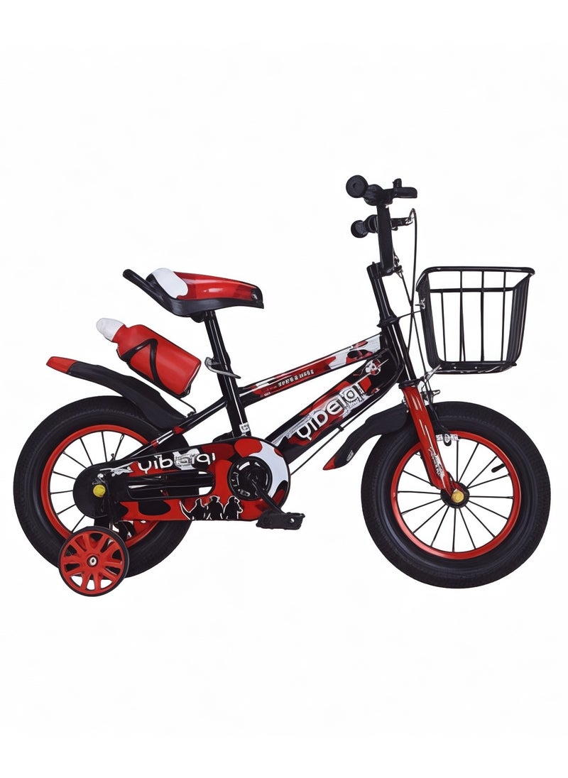 Cute ninos 12 inch kids bike with basket, side wheels, and bottle holder 