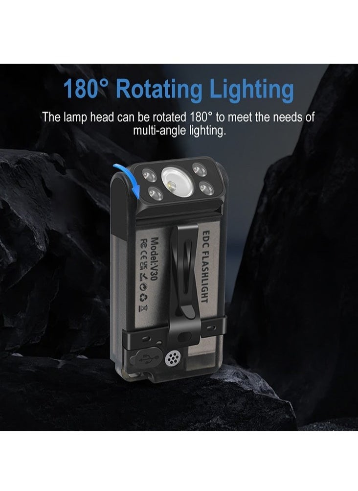 BORUIT V30 LED Keychain EDC Fluorescence Flashlight Clip Warm Work Light Type-C Rechargeable Torch Magnet Camping Pocket Lantern  - Image 4