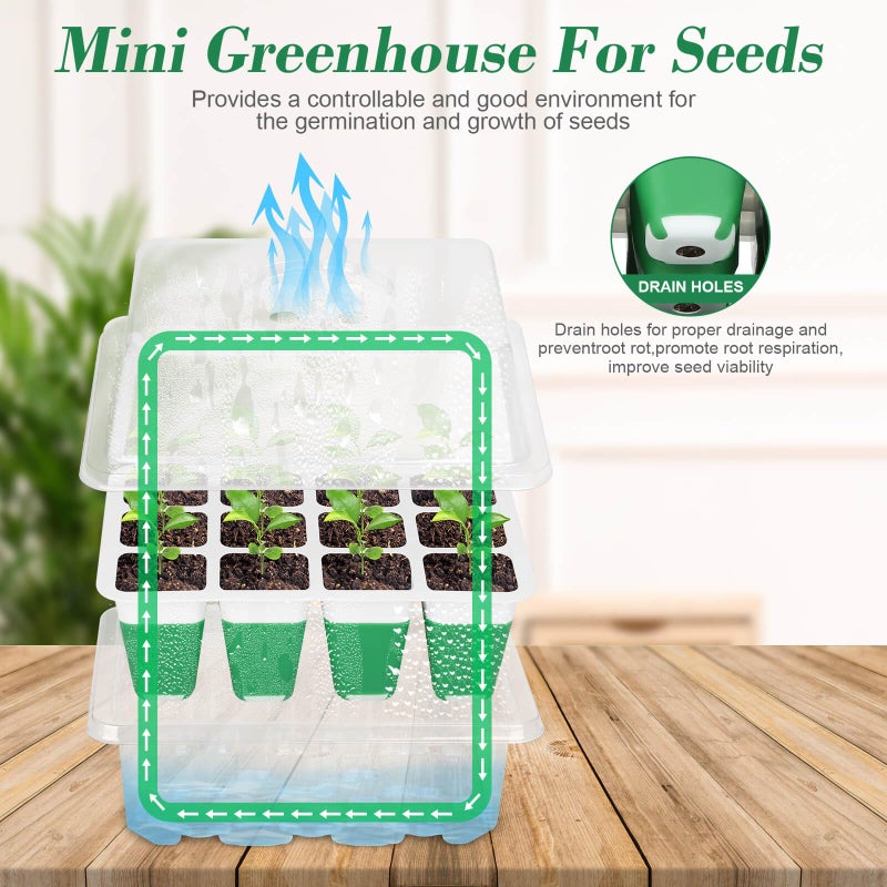 Mckanti 6 Pack Silicone Seed Starter Tray, Reusable Seed Starter Kit with Humidity Adjustable Dome, Lid and Tools for Indoor Seed Germination - Image 4