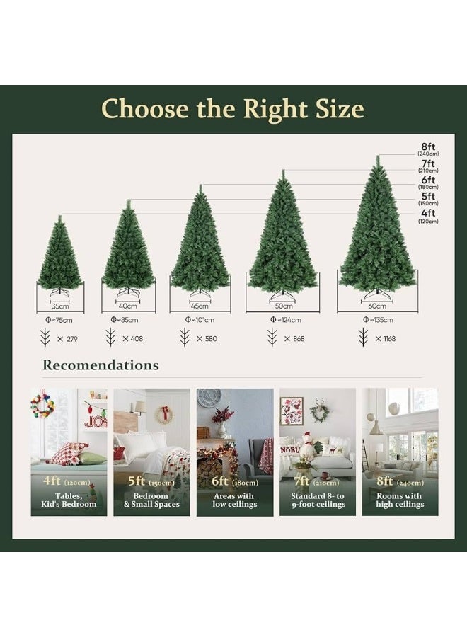 شجرة عيد الميلاد الاصطناعية 5 أقدام - 1.5 متر مع 1200 نصيحة مع قاعدة معدنية قوية - سهلة التجميع شجرة عيد الميلاد الاصطناعية من PVC للمنزل، المكتب، الحفلات، زينة عيد الميلاد ورأس السنة الجديدة - Image 2