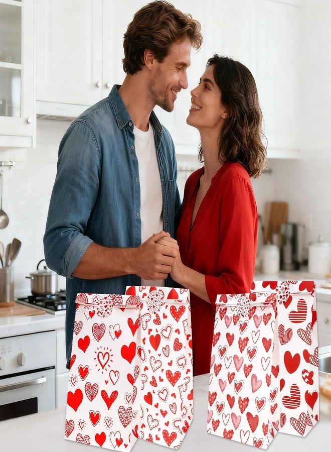 eowqeiur Valentines Bags for Kids Class 24 PCS Valentine Paper Bags with Stickers for Gifts Treat Goodie Candy Snack Goody Cookie Wrap Galentines Valentines Day Party Favors Supplies Decorations Baggies Pouch - Image 4