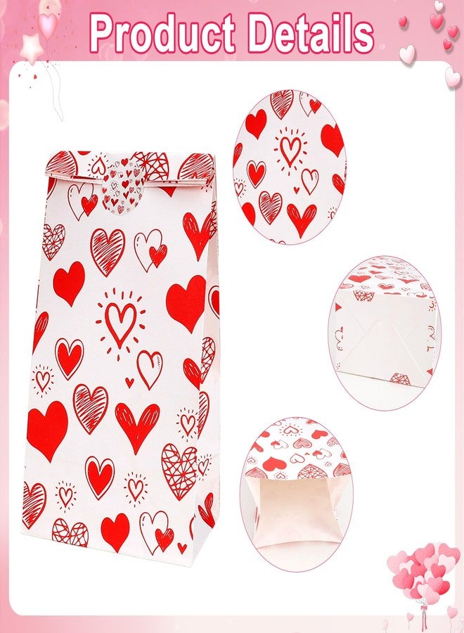 eowqeiur Valentines Bags for Kids Class 24 PCS Valentine Paper Bags with Stickers for Gifts Treat Goodie Candy Snack Goody Cookie Wrap Galentines Valentines Day Party Favors Supplies Decorations Baggies Pouch - Image 3