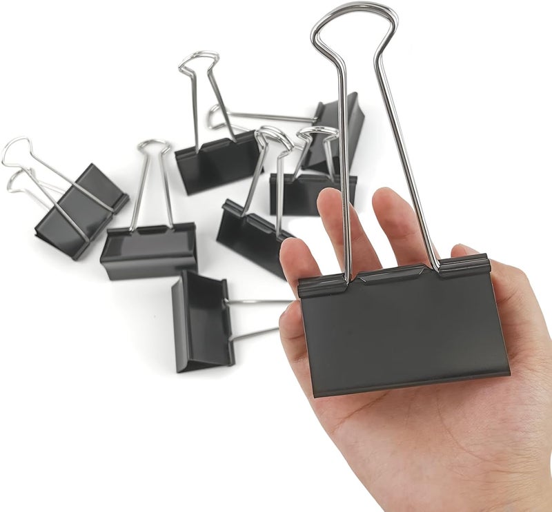 DSTELIN 3Inch ExtraLarge DSTELIN Binder Clips  HeavyDuty Black Paper Clamps 75mm Width 8Count Set for Office Organization  - Image 1