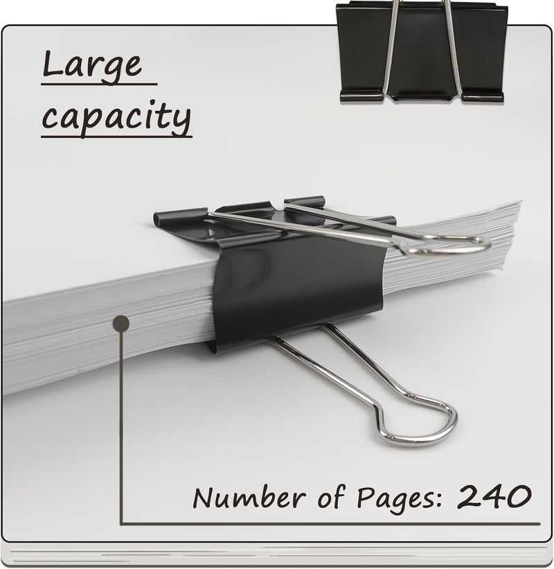 DSTELIN 3Inch ExtraLarge DSTELIN Binder Clips  HeavyDuty Black Paper Clamps 75mm Width 8Count Set for Office Organization  - Image 3