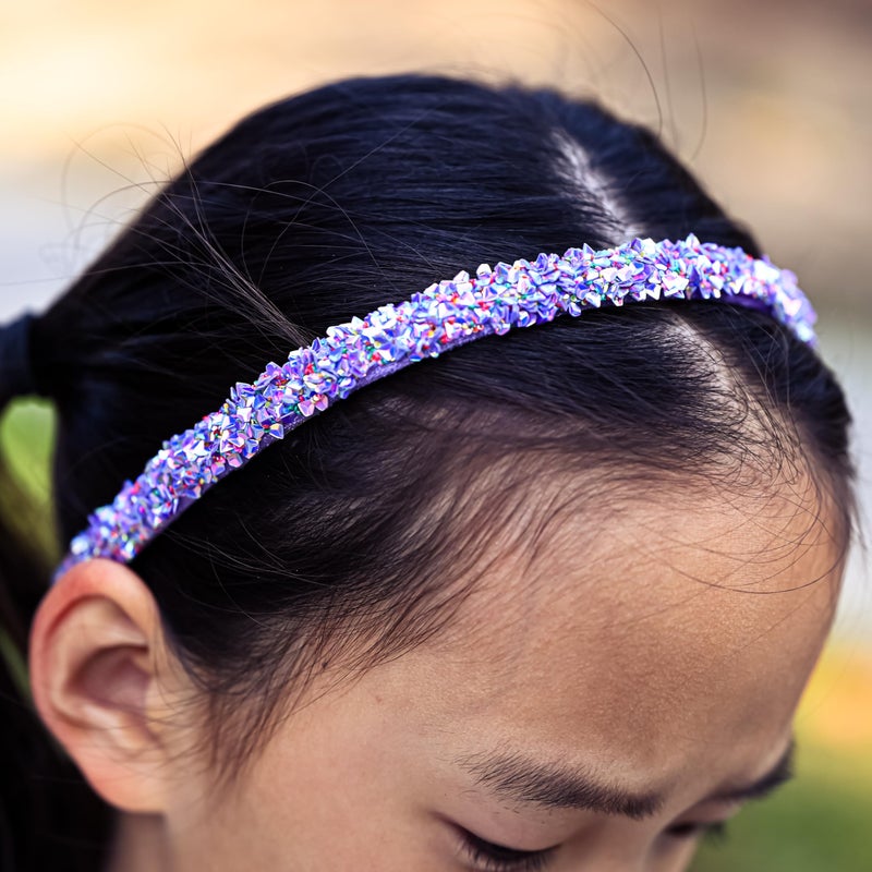 FROG SAC 4 Thin Headbands for Girls - Sequin Headband Set for Kids, Sprinkle Hair Bands for Children, Cute Sparkly Glitter Girl Non Slip Headband, Toddler Hair Accessories (Multicolor Sequin, Kids) - Image 3